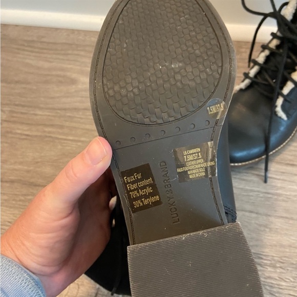 Black Lucky Brand lace up, sherpa lined boots - Picture 5 of 5